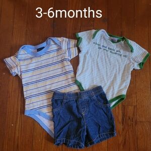 Baby Bodysuit and Shorts Set - Striped and Denim